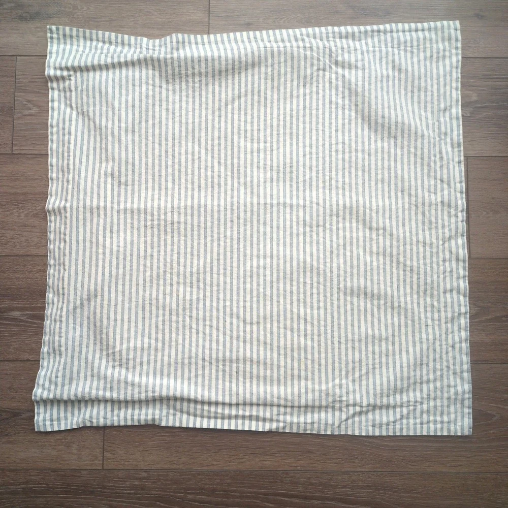 Pottery Barn Striped Linen-Cotton Euro Sham Blue White Ticking 26